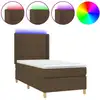 Image de vidaXL Lit Boxspring avec matelas & LED Marron foncé 80x200 cm Tissu