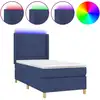 Image de vidaXL Lit Boxspring avec matelas & LED Bleu 80x200 cm Tissu