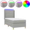 Image de vidaXL Lit boxspring avec matelas & LED gris clair 90x190 cm Tissu