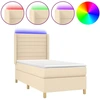Image de vidaXL Lit Boxspring avec matelas & LED Crème 90x190 cm Tissu