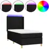 Image de vidaXL Lit Boxspring avec matelas & LED Noir 90x200 cm Tissu