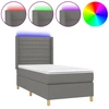 Image de vidaXL Lit boxspring avec matelas & LED gris foncé 100x200 cm Tissu