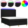 Image de vidaXL Lit Boxspring avec matelas & LED Noir 140x190 cm Tissu