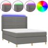 Image de vidaXL Lit boxspring avec matelas & LED gris foncé 140x200 cm Tissu
