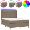 Image de vidaXL Lit Boxspring avec matelas & LED Taupe 140x200 cm Tissu