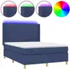 Image de vidaXL Lit Boxspring avec matelas & LED Bleu 140x200 cm Tissu