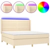 Image de vidaXL Lit Boxspring avec matelas & LED Crème 160x200 cm Tissu