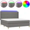Image de vidaXL Lit boxspring avec matelas & LED gris foncé 180x200 cm Tissu
