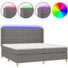 Image de vidaXL Lit boxspring avec matelas & LED gris foncé 200x200 cm Tissu