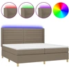 Image de vidaXL Lit Boxspring avec matelas & LED Taupe 200x200 cm Tissu