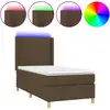 Image de vidaXL Lit Boxspring avec matelas & LED Marron foncé 80x200 cm Tissu