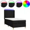 Image de vidaXL Lit Boxspring avec matelas & LED Noir 90x200 cm Tissu