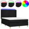Image de vidaXL Lit Boxspring avec matelas & LED Noir 140x190 cm Tissu