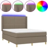 Image de vidaXL Lit boxspring avec matelas & LED Taupe 140x190 cm Tissu