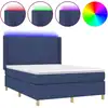 Image de vidaXL Lit Boxspring avec matelas & LED Bleu 140x190 cm Tissu