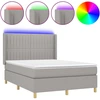 Image de vidaXL Lit Boxspring avec matelas & LED Gris clair 140x200 cm Tissu