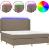 Image de vidaXL Lit Boxspring avec matelas & LED Taupe 160x200 cm Tissu