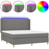 Image de vidaXL Lit boxspring avec matelas & LED gris foncé 180x200 cm Tissu