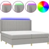 Image de vidaXL Lit boxspring avec matelas & LED gris clair 200x200 cm Tissu