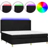 Image de vidaXL Lit Boxspring avec matelas & LED Noir 200x200 cm Tissu