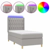 Image de vidaXL Lit boxspring avec matelas & LED gris clair 90x190 cm Tissu