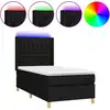 Image de vidaXL Lit Boxspring avec matelas & LED Noir 90x200 cm Tissu