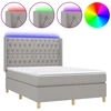 Image de vidaXL Lit boxspring avec matelas & LED gris clair 140x190 cm Tissu
