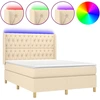 Image de vidaXL Lit Boxspring avec matelas & LED Crème 140x190 cm Tissu