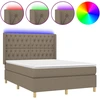 Image de vidaXL Lit Boxspring avec matelas & LED Taupe 140x200 cm Tissu
