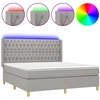 Image de vidaXL Lit boxspring avec matelas & LED gris clair 160x200 cm Tissu