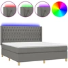 Image de vidaXL Lit boxspring avec matelas & LED gris foncé 180x200 cm Tissu