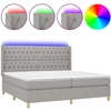 Image de vidaXL Lit boxspring avec matelas & LED gris clair 200x200 cm Tissu