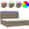Image de vidaXL Lit Boxspring avec matelas & LED Taupe 200x200 cm Tissu