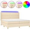 Image de vidaXL Lit boxspring avec matelas & LED Crème 200x200 cm Tissu
