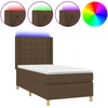 Image de vidaXL Lit boxspring avec matelas & LED brun foncé 90x190 cm Tissu