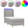 Image de vidaXL Lit boxspring avec matelas & LED gris clair 90x200 cm Tissu