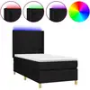 Image de vidaXL Lit Boxspring avec matelas & LED Noir 100x200 cm Tissu