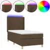 Image de vidaXL Lit Boxspring avec matelas & LED Marron foncé 100x200 cm Tissu