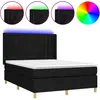 Image de vidaXL Lit Boxspring avec matelas & LED Noir 140x190 cm Tissu