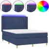 Image de vidaXL Lit Boxspring avec matelas & LED Bleu 140x190 cm Tissu