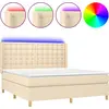 Image de vidaXL Lit Boxspring avec matelas & LED Crème 160x200 cm Tissu