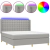 Image de vidaXL Lit boxspring avec matelas & LED gris clair 180x200 cm Tissu