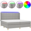 Image de vidaXL Lit boxspring avec matelas & LED gris clair 200x200 cm Tissu