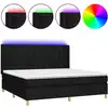 Image de vidaXL Lit Boxspring avec matelas & LED Noir 200x200 cm Tissu