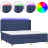 Image de vidaXL Lit Boxspring avec matelas & LED Bleu 200x200 cm Tissu