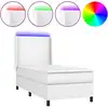 Image de vidaXL Lit Boxspring avec matelas & LED Blanc 90x190 cm Similicuir