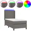 Image de vidaXL Lit Boxspring avec matelas & LED Gris 90x200 cm Similicuir
