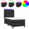 Image de vidaXL Lit Boxspring avec matelas & LED Noir 100x200 cm Similicuir