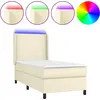 Image de vidaXL Lit Boxspring avec matelas & LED Crème 100x200 cm Similicuir