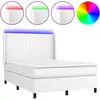 Image de vidaXL Lit Boxspring avec matelas & LED Blanc 140x190 cm Similicuir